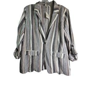 Womens Linen/Rayon Jacket EST. C‎ 1946 Size M MULTICOLOR Striped Blazer